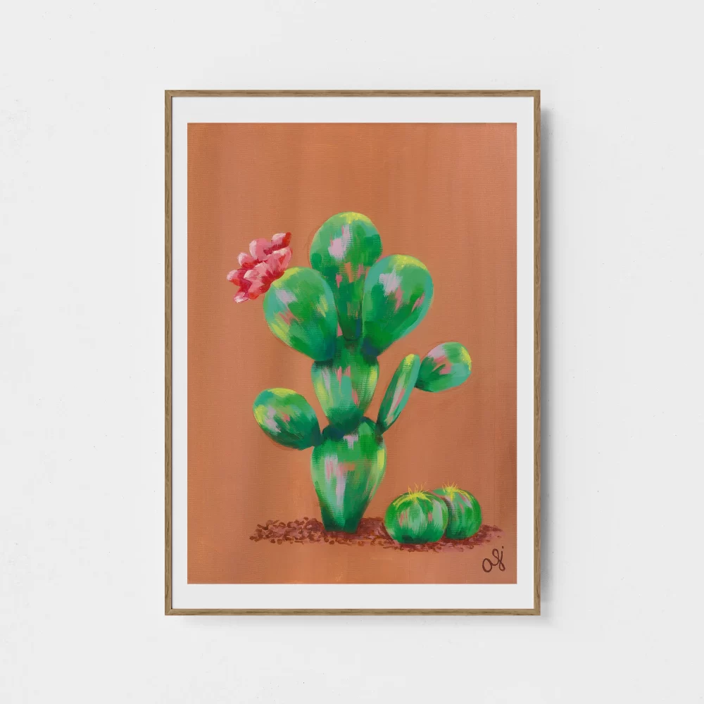 prickle pear cactus wall art print poster