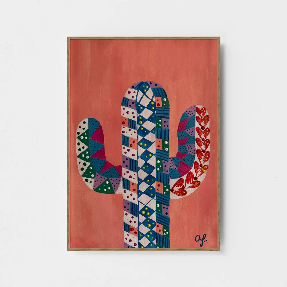pink cactus wall art print poster a2