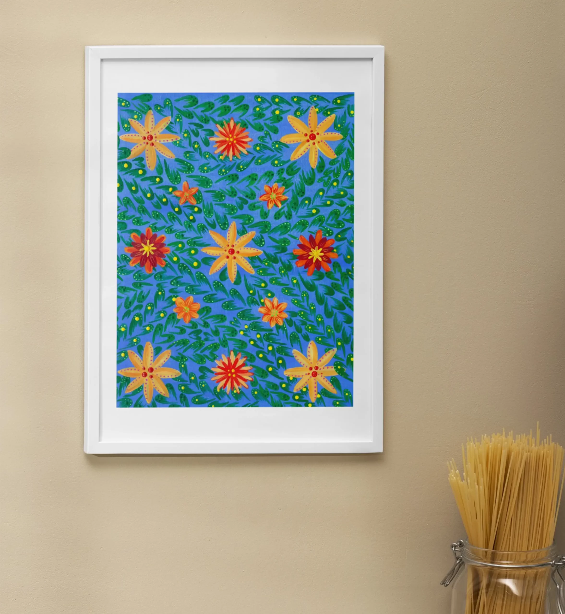 Floral Dance Blue – Vibrant Botanical Art Print Andrea Arting