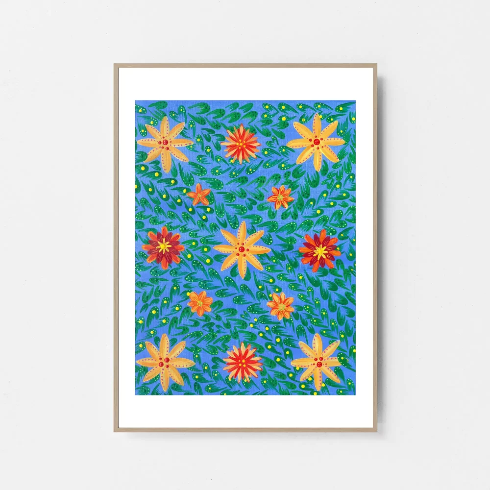 Floral Dance Blue – Vibrant Botanical Art Print Andrea Arting