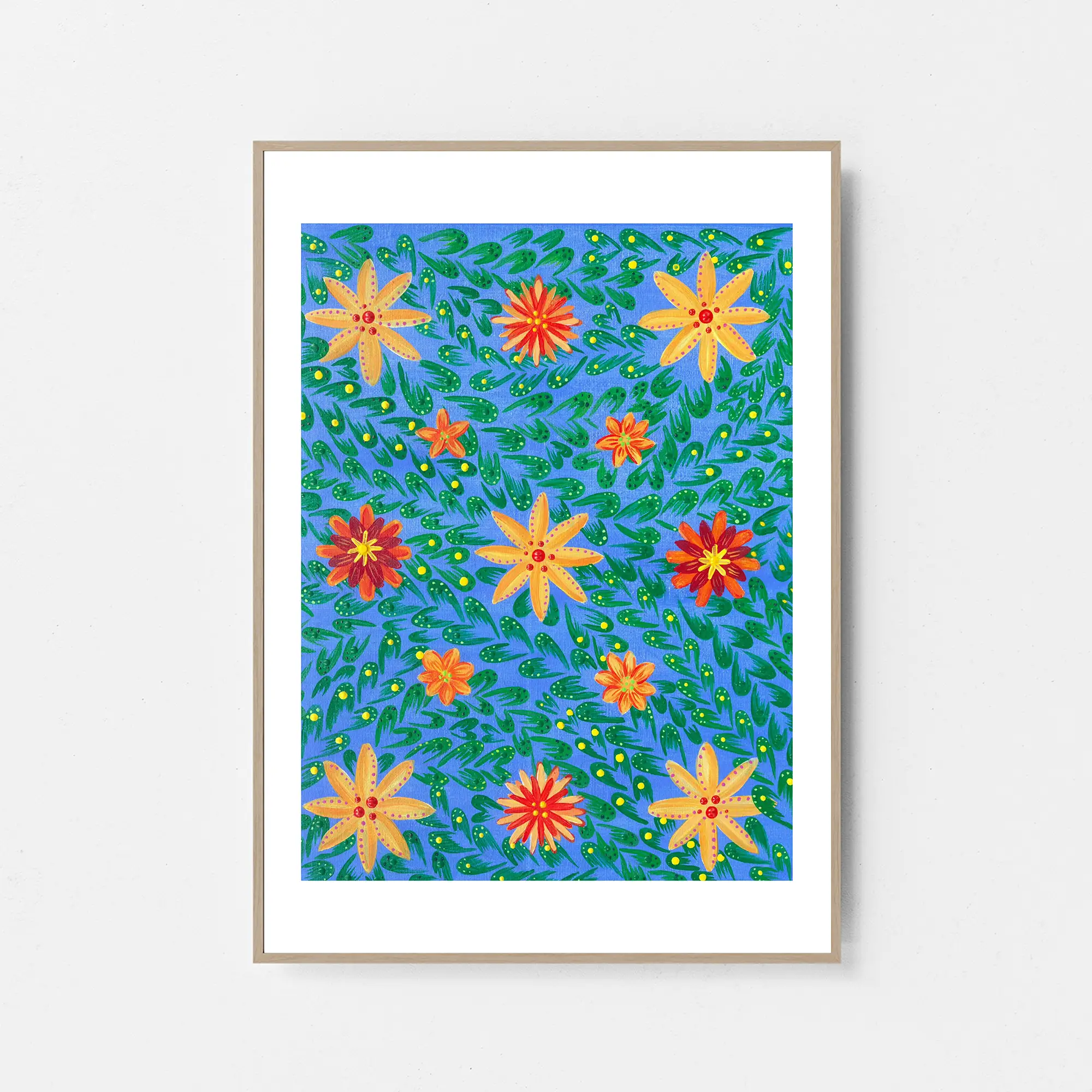 Floral Dance Blue – Vibrant Botanical Art Print Andrea Arting